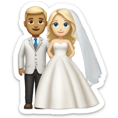 bride blue eyes and blonde hair, groom hazelnut hair sticker