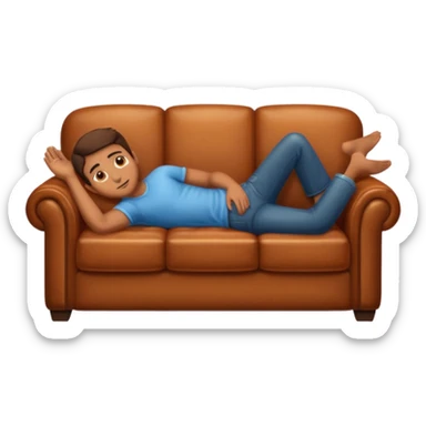 man laying on a couch sticker