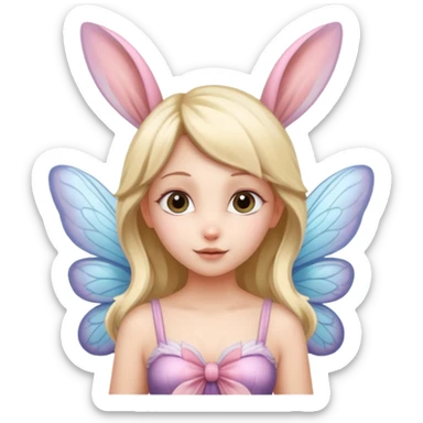 a fairy with wings and with bunny ears, whole body sticker