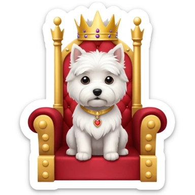 a cute west highland terrier dog sitting on a throne like a king sticker