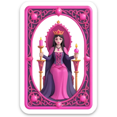 3D gothic tarot card with pink highlights, mysterious and ornate sticker