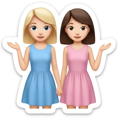 happy pride and prejudice blonde girl in light blue dress and brunette girl in light pink dress sticker