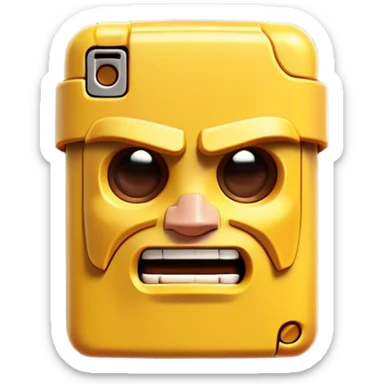 Clash of Clans aesthetic: Cinematic Playful Classic Game Cartridge Portrait Emoji, rendered in a 3D vector-style similar to standard emojis with minimal shading and bold, simplified shapes. A compact, distinct form with signature details, softly glowing with a nostalgic gaming charm. Simplified yet unmistakably iconic, highly detailed and consistent, glowing with a soft radiance and high shine. Stylized with a touch of retro gaming magic and a soft glowing outline, capturing the essence of a beloved gaming relic with a friendly, playful manner! sticker