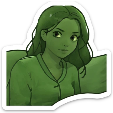 Una chica de cabello liso dormida sticker