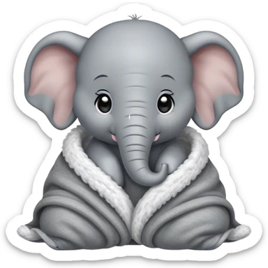 Baby elephant cozy in blanket sticker