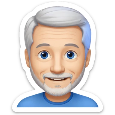 homme 60 ans cheveux gris en l'air petite barbe sourir sticker