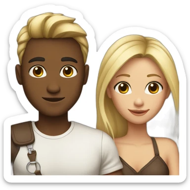 Cute couple blond and brune sticker