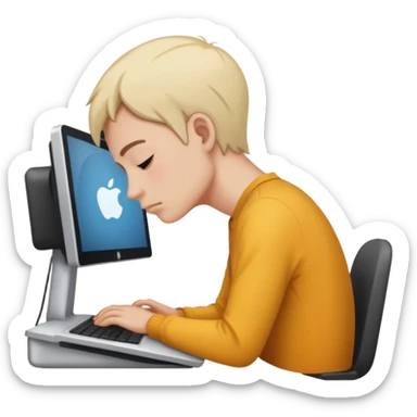 person with bad back or neck posture emoji (like sitting all tilted towards computer) sticker