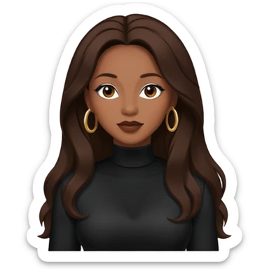 Vesta Williams, R&B Singer with long dark brown hair, black outfit sticker