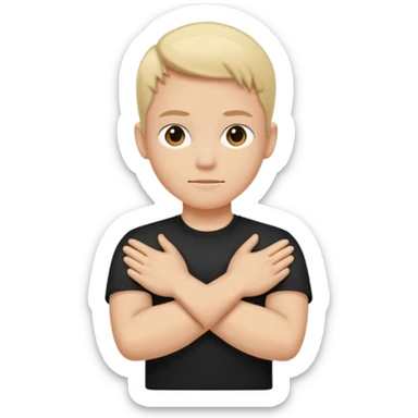 person crosses arms in an X sign sticker