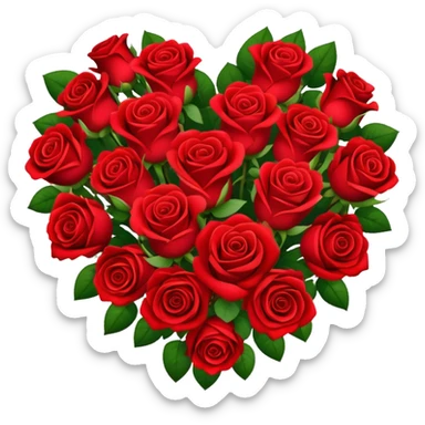 bouquet of red roses arranged in a heart shape sticker