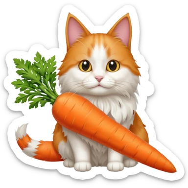 a carrot which is hold a cat sticker