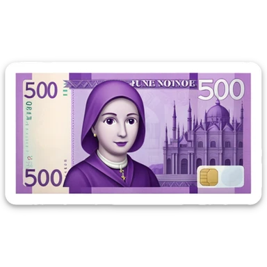 realistic european purple 500€ note  sticker