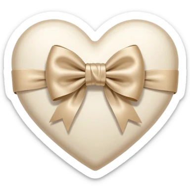 white heart with beige bow sticker