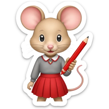 Une souris avec jupe rouge à l'école sticker