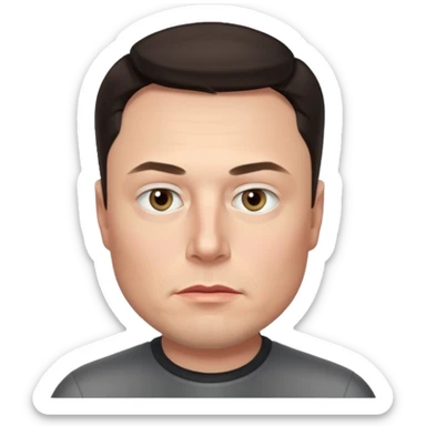 realistic make me elon musk serious face dark hair  sticker