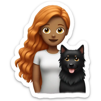 Ginger girl with black female spitz sticker