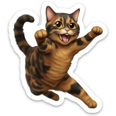 tortoiseshell cat jumping sticker