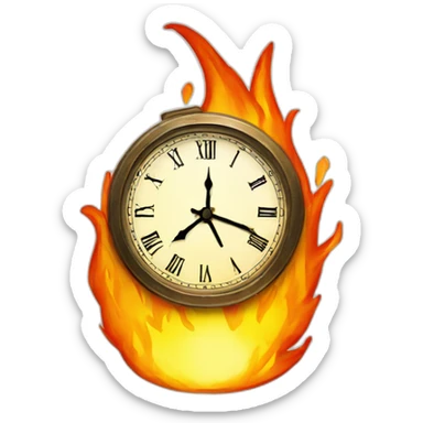Clock in fire sticker