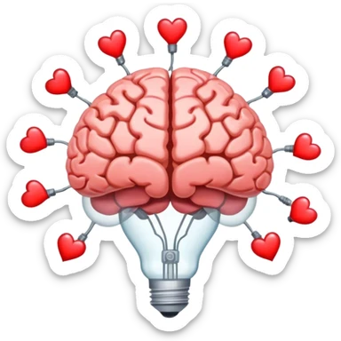 A **human brain** with a **hairnet-like filter (the RAS) covering it**, with some **negative thoughts bouncing off while positive thoughts (hearts, lightbulbs, and opportunity symbols) pass through**. This represents **how you can reprogram your filter to prioritize what serves you**. sticker