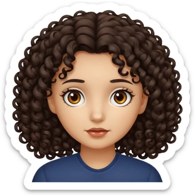 a girl with curly dark brown hair and dark brown eyes sticker