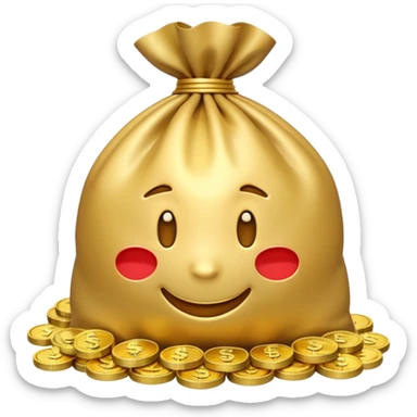 Luxury 3D emoji, overflowing money bag, stacks of cash, premium lighting, rich glossy look, ultra clean, transparent background


 sticker