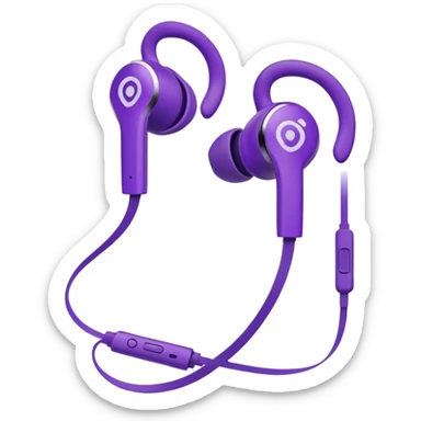 purple wired earbuds sticker