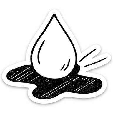 hand-drawn outlined icon of a light blue or silver water droplet sliding on glossy black paint of a high-end vehicle, subtle repellent effect with lines, clean and modern sticker