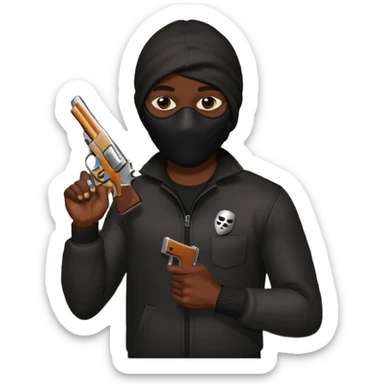 Make a black guy robbing store with pistol sticker