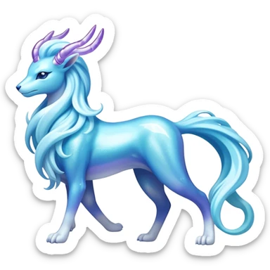 Shiny Exotic Colorful Ethereal Sparkly Suicune-Aurorus-Fakémon-hybrid-creature (full body)  sticker