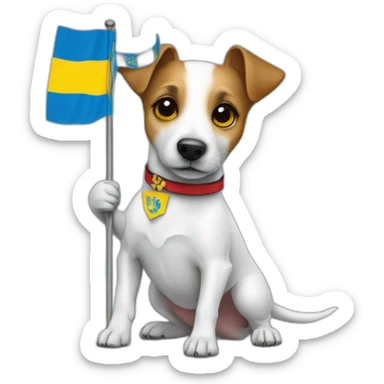 Jack Russell terrier dog with the flag of Ukraine  sticker