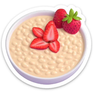 creamy oatmeal porridge with strawberry slices on top sticker