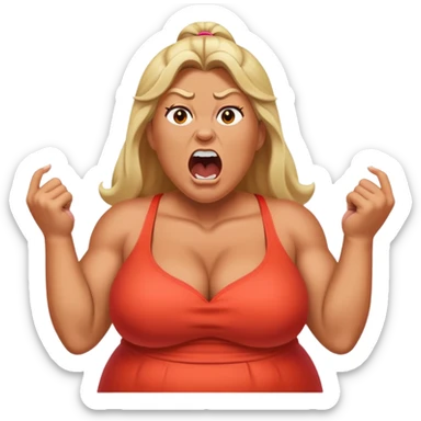 big woman shouting on muscular man sticker