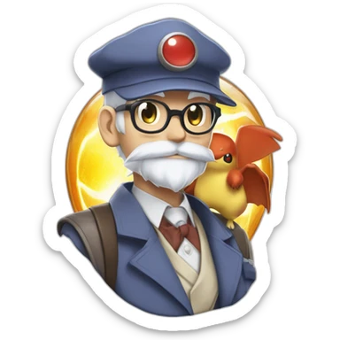 pokemon professor oak anime global trade station badge pokeball sticker