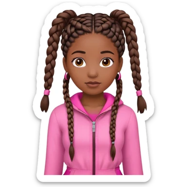 Black girl with braids ￼wearing a pink sticker