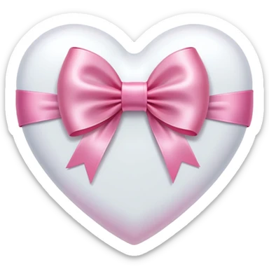 white heart with pink bow sticker