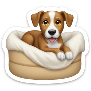 Dog in a bed sticker