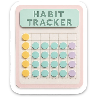soft pastel gentle habit tracker grid with subtle shadow and delicate dotted lines sticker