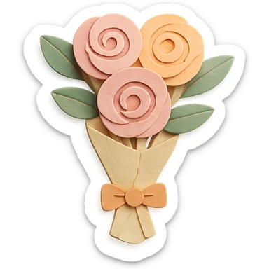 bouquet of roses in paper craft style with soft colors sticker