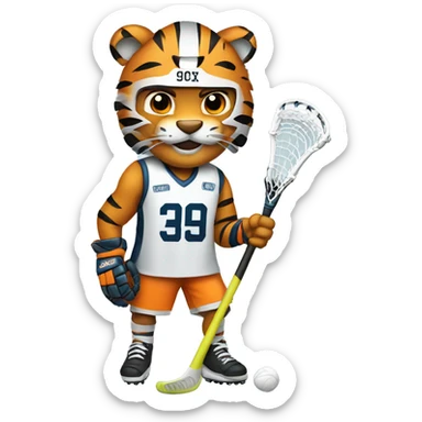 Lacrosse player tiger sticker