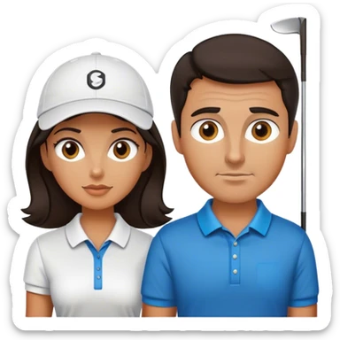 Golfer friends , dark hair, left women right man sticker