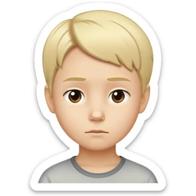"- Nam
- 10 tuổi
- Da trắng
- Tóc ngắn, vàng, vuốt gọn gàng
- mặt nghiêm túc
" sticker