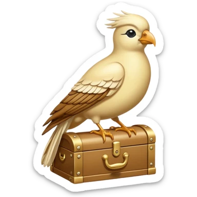 dollar bird up, cream color on chest sticker