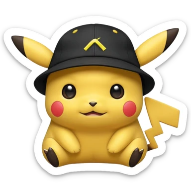 A Pikachu hat black  sticker
