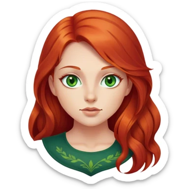 Mulher, ruiva com cabelos longos, rosto redondo, olhos verdes como se tivesse dando uma dica  sticker