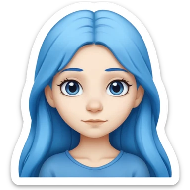 Female Smurf with dark sky blue hair long hair  parted in the middle sticker