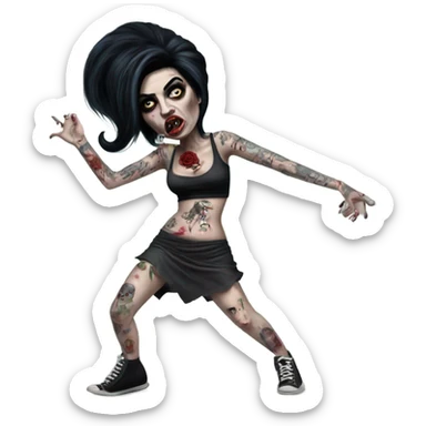 amy winehouse zombie dancing with tattoos sticker