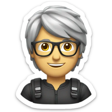 nice guy on a trial bike with helmet and glasses and greyish hair sticker