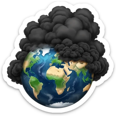 Pollution on earth and earth surface should seen more polluted  the view should be from outer space and black smoke in there  sticker