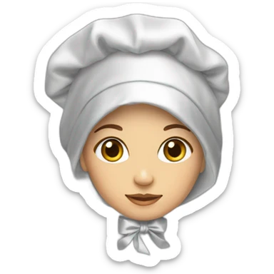 Tisme wearing a satin bonnet sticker